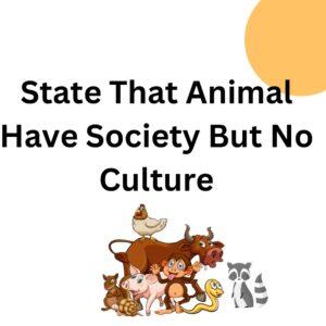 Statement That Animals Have Society But No Culture Notes BA 1st Year